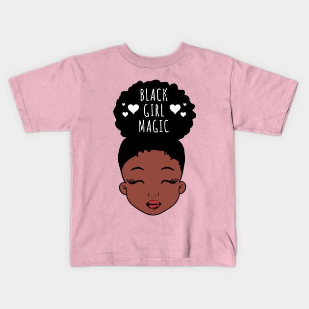 Black Girl Magic, African American Girl, Hearts Kids T-Shirt by UrbanLifeApparel